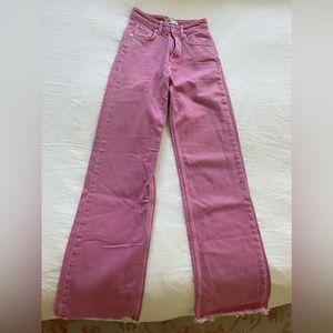 Zara wide leg pink jeans